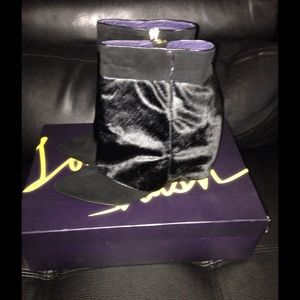 London Trash siri pony hair wedge bootie