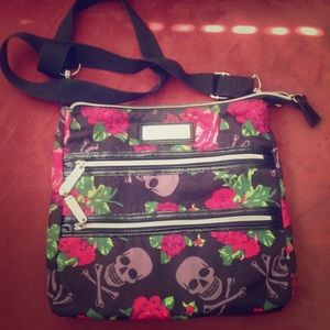 Betsey Johnson skull and rose crossbody purse