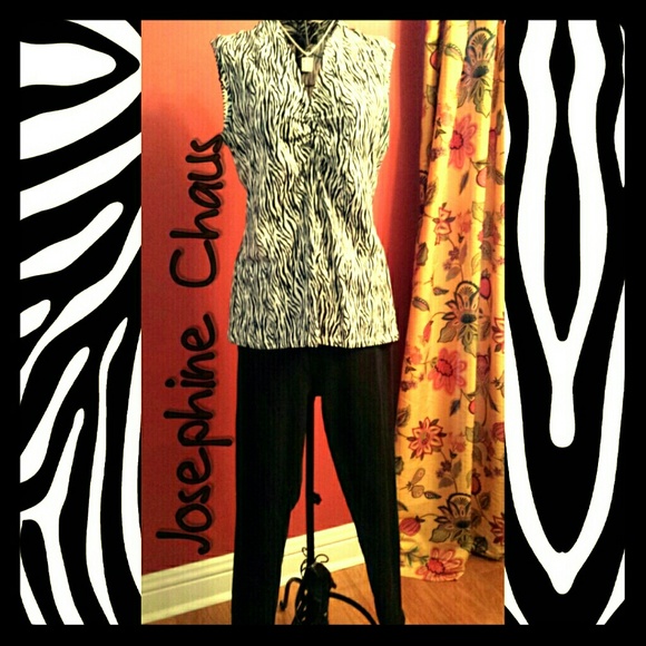 Large Sleeveless V-neck line zebra print blouse.