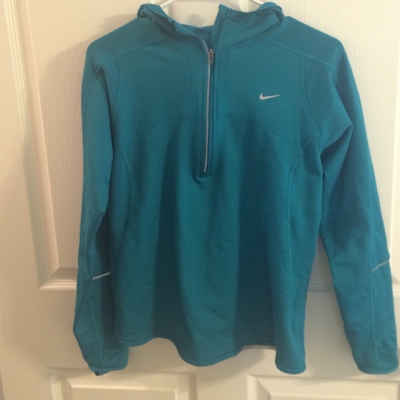 Teal Nike dri-fit pullover with hood- Medium