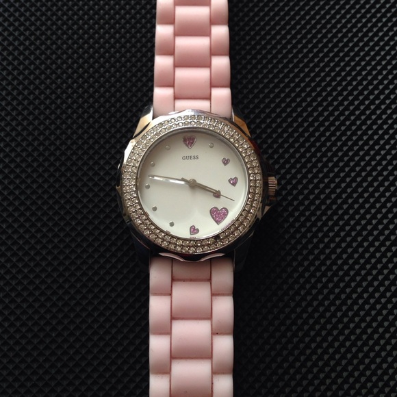 Guess pink rubber strap watch
