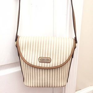Leather Striped Bucket Crossbody Bag