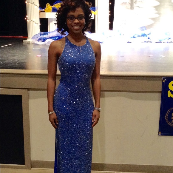 Blue sparkly formal gown