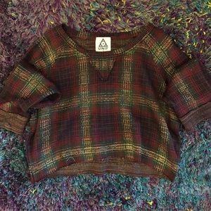 UNIF Nevermind Crop Plaid Sweater NWOT