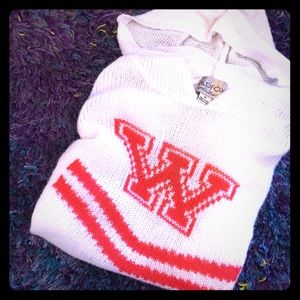 Wildfox White Label Varsity Hooded Cropped Sweater