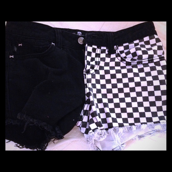Split-leg checkered shorts
