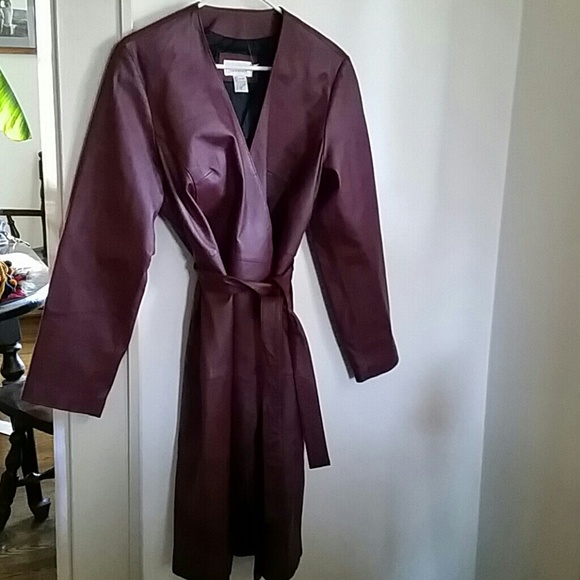 Cranberry leather trench Newport News M