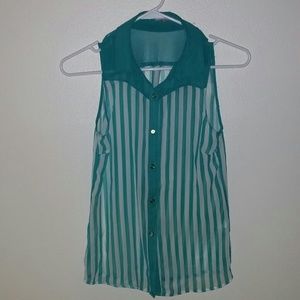 Teal striped shirt