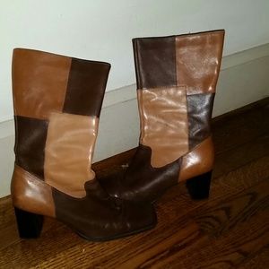 Patchwork brown Leather boots size 7