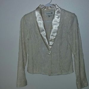 Off white lace Forever 21 blazer / blouse