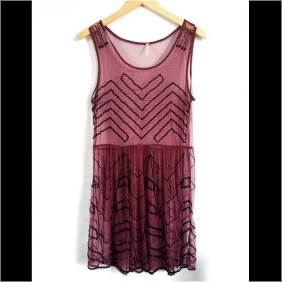 Free People Romantic Sheer Embroidered Dress