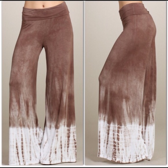 Pants - Tie dye fold over wide leg pants