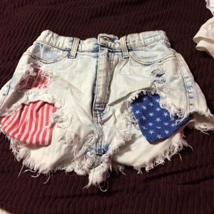 American flag high waist shorts