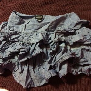 Frilly mini denim fabric skirt