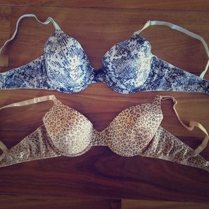 2 Pack- Animal Print Bras. Size 38C.
