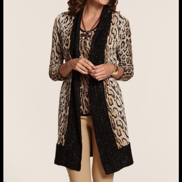 CHICOS Vivid Cheetah Amelia Cardigan - Chicos Sz 2