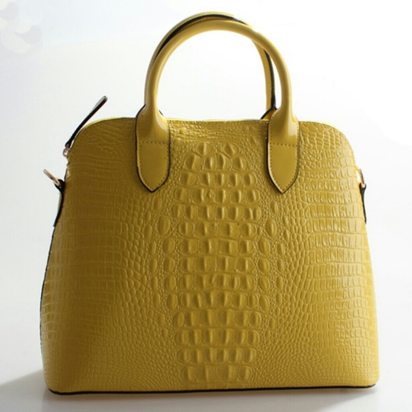 Lemon Yellow 100% Genuine leather handbag