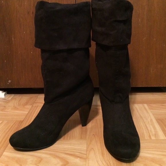 Black high heel boots size 9