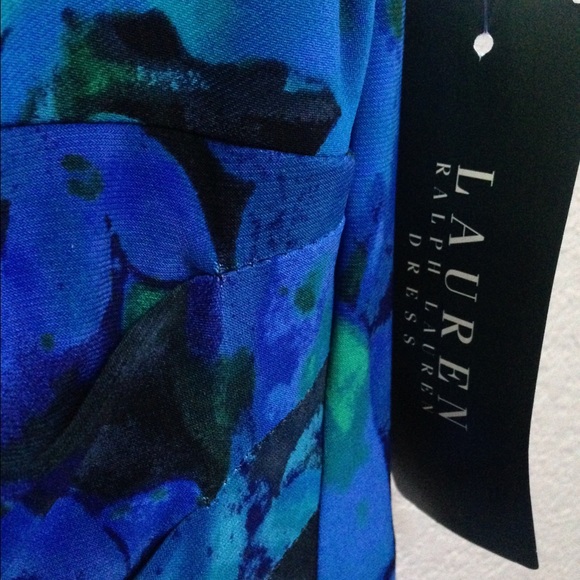 Lauren Ralph Lauren Blue Floral Print Dress 16 NWT