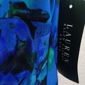 Lauren Ralph Lauren Blue Floral Print Dress 16 NWT