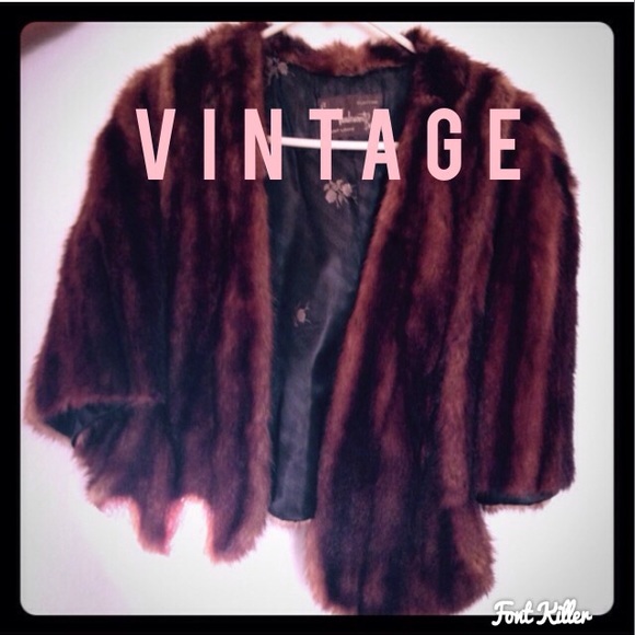 Scruggs, Vandervoort, and Barney Outerwear - Vintage authentic herringbone fur mink wrap shawl