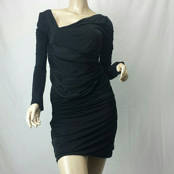 All Saints Spitalfields black jersey draped dress
