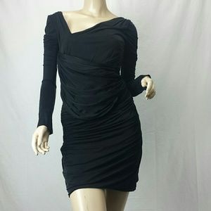 All Saints Spitalfields black jersey draped dress