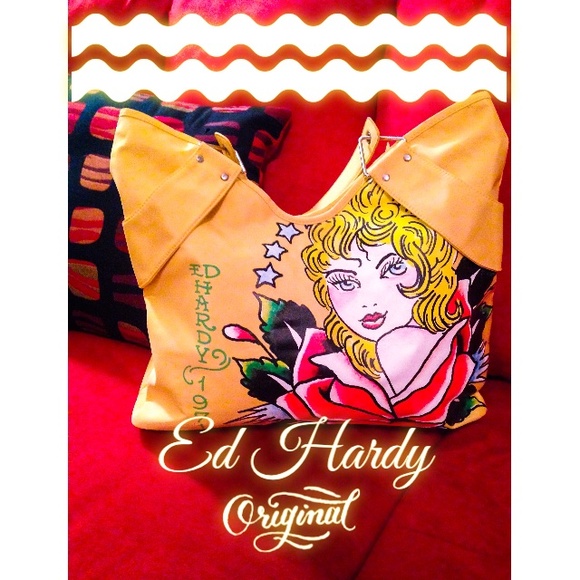 🎉HOST PICK🎉 Ed Hardy Yellow Tote Handbag