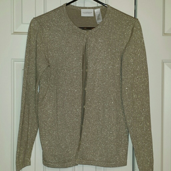 Gold - Tan Shimmer Glittery Metallic Cardigan