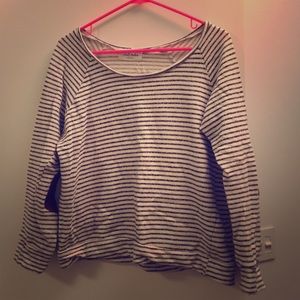 Striped sweater with leather elbow patches