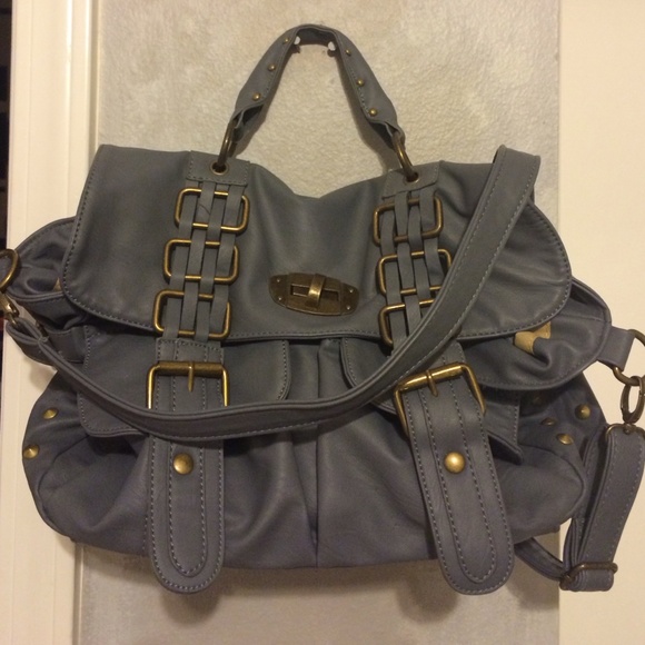 Periwinkle purse with gold stud accents