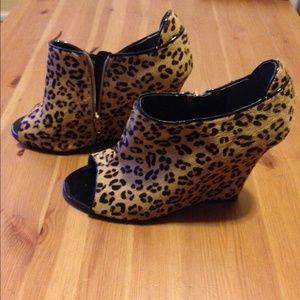 Calf Hair Leopard Wedge