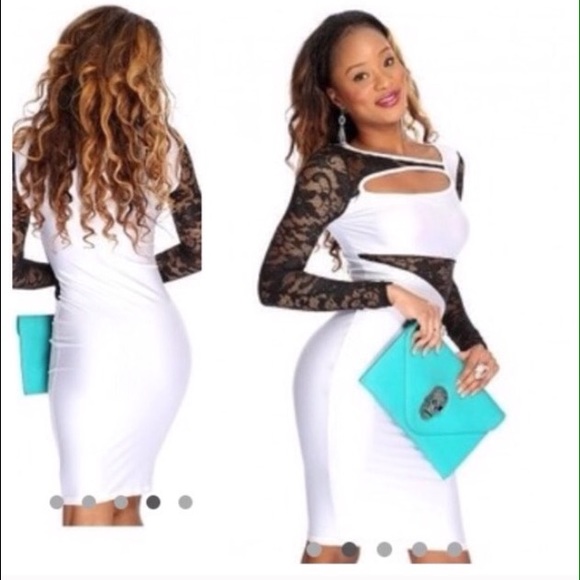 🆕 Black and White Bodycon Dress