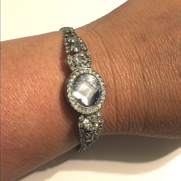 NatureAngels Jewelry - Upcycled Vintage Rhinestone Watch Bracelet Silver NatureAngels Jewelry - Upcycled Vintage Rhinestone Watch Bracelet Silver