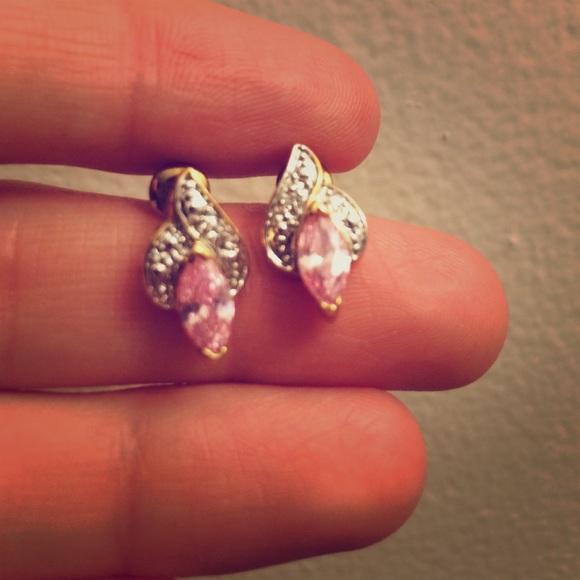Pink stone earrings