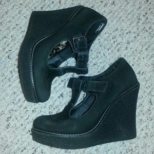 Black Wedges With T-Strap
