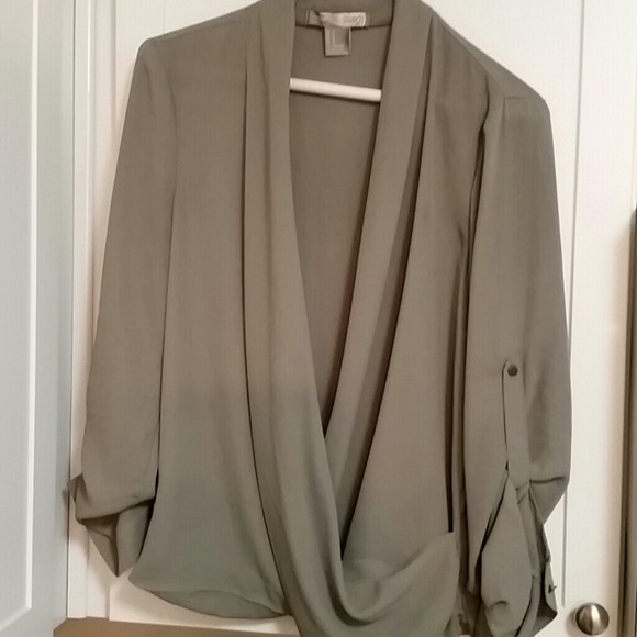 Draped Blouse in Cool Olive Green