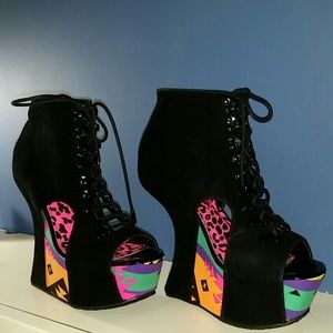 Heeless Curved Platform Wedge Shoes