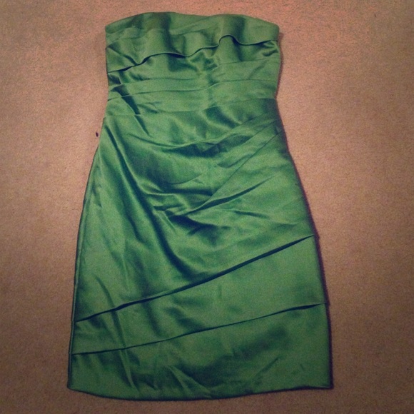David's Bridal - Green Strapless Dress