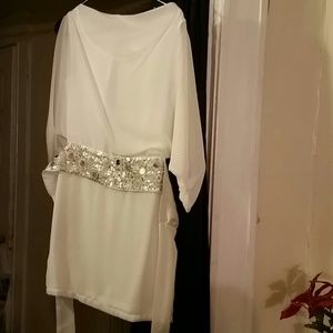 Federicks of Hollywood party dress in white...NWOT