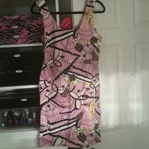 SOLD IN BUNDLE-Pink chain print bodycon dress