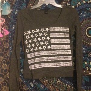 American flag cute vintage long sleeve shirt