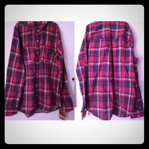 Mossimo red plaid elbow patch flannel