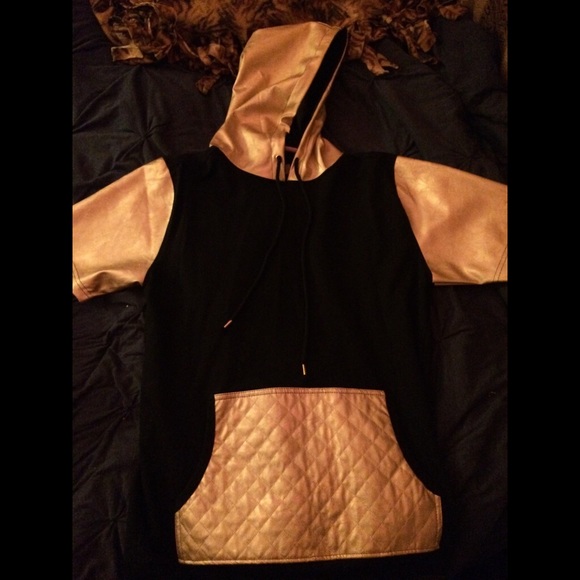 Leather gold hoodie