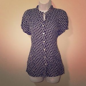 Navy Button Down Blouse