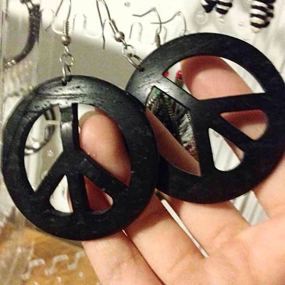 Black peace earrings