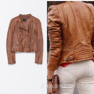 Zara real leather jacket never worn XS