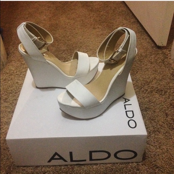 ALDO Shoes - Beautiful pure white Aldo wedges with ankle strap
