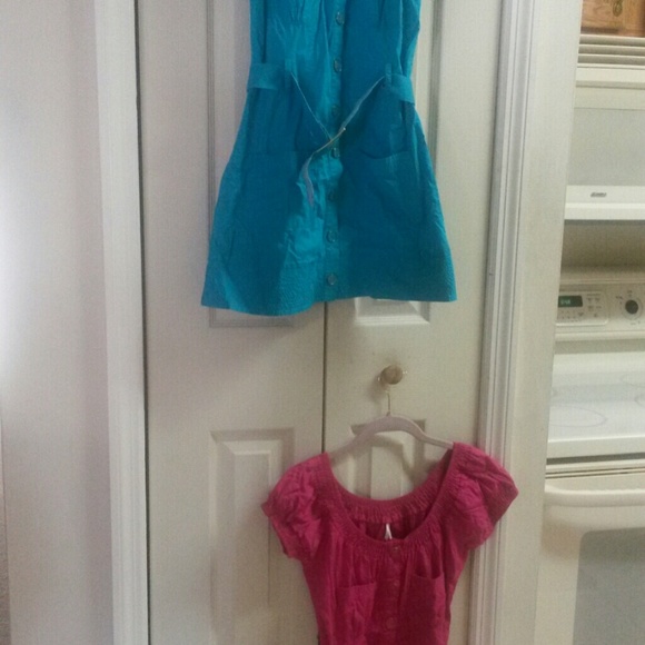 2 Different Pink And Blue Belted MAX Cotton Tops