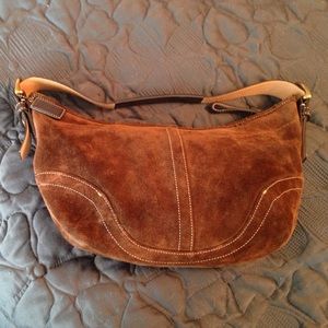 Coach brown suede handbag